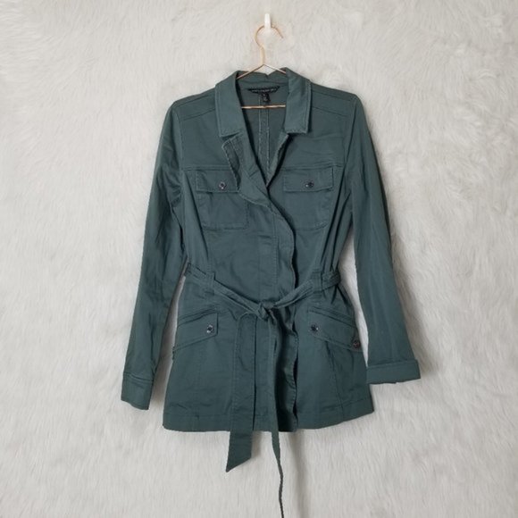 White House Black Market Jackets & Blazers - White House Black Market Green Utility Belt Jacket
